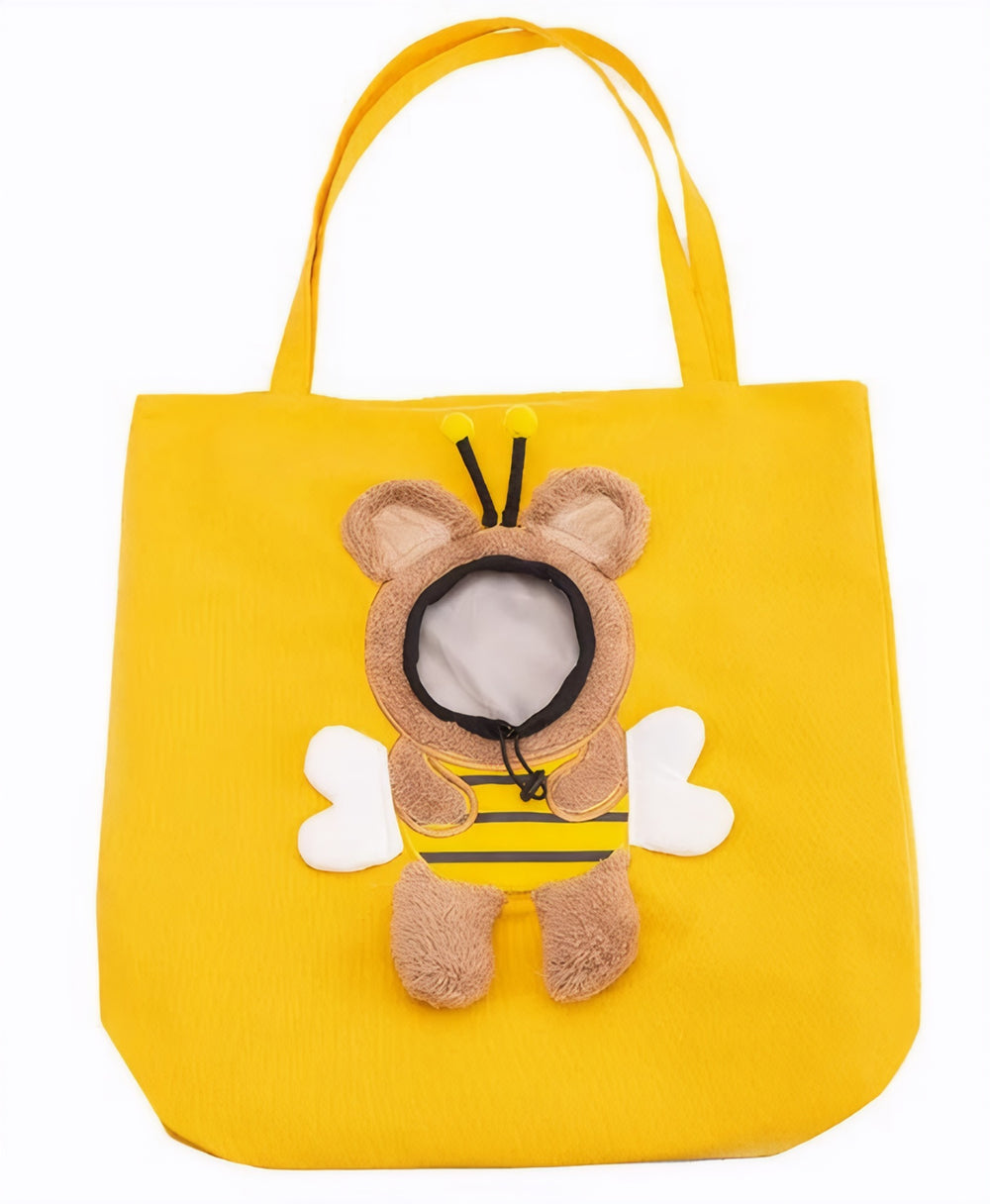 Yellow bee CloudSleep cat carrier tote on white
