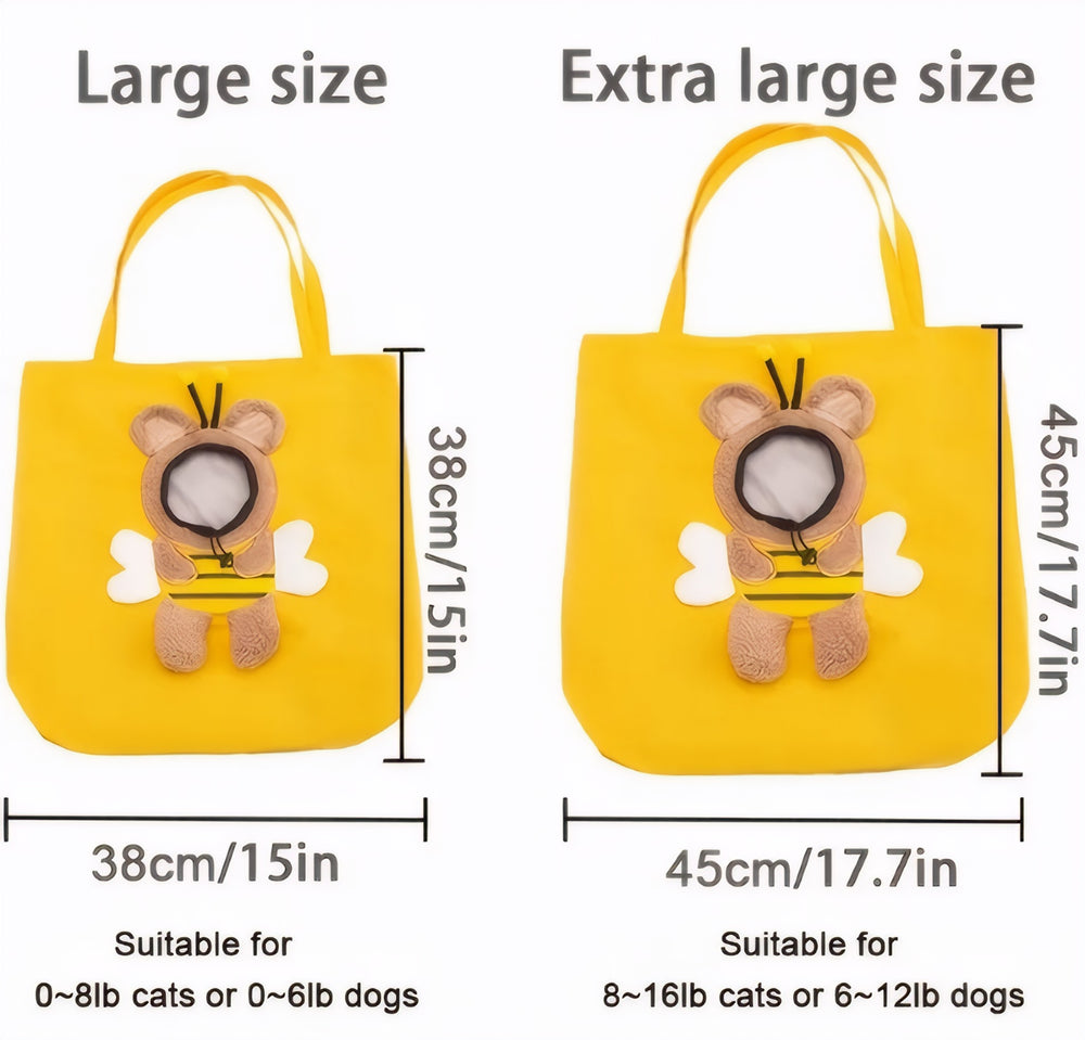 Size guide for the CloudSleep cat carrier tote