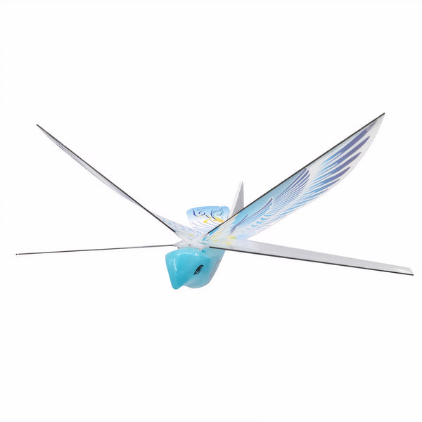 Blue CloudSleep flapping bird cat toy on white