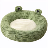 CloudSleep frog plush round cat bed alone on white