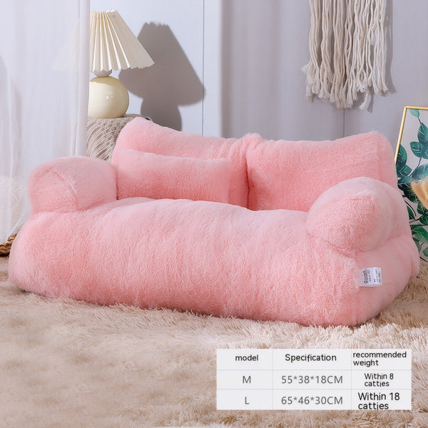 Cherry blossom pink CloudSleep plush sofa cat bed
