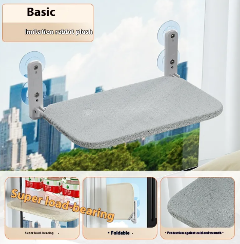 Gray plush cover CloudSleep window hammock for cats